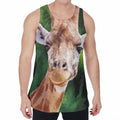 Smiley Face Giraffe Print Men's Velvet Tank Top