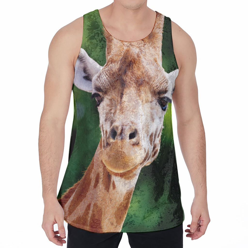 Smiley Face Giraffe Print Men's Velvet Tank Top