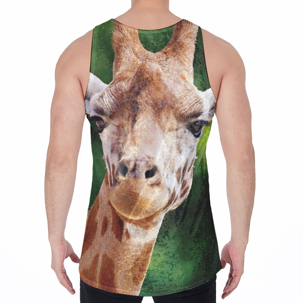 Smiley Face Giraffe Print Men's Velvet Tank Top