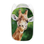 Smiley Face Giraffe Print Mesh Laundry Hamper