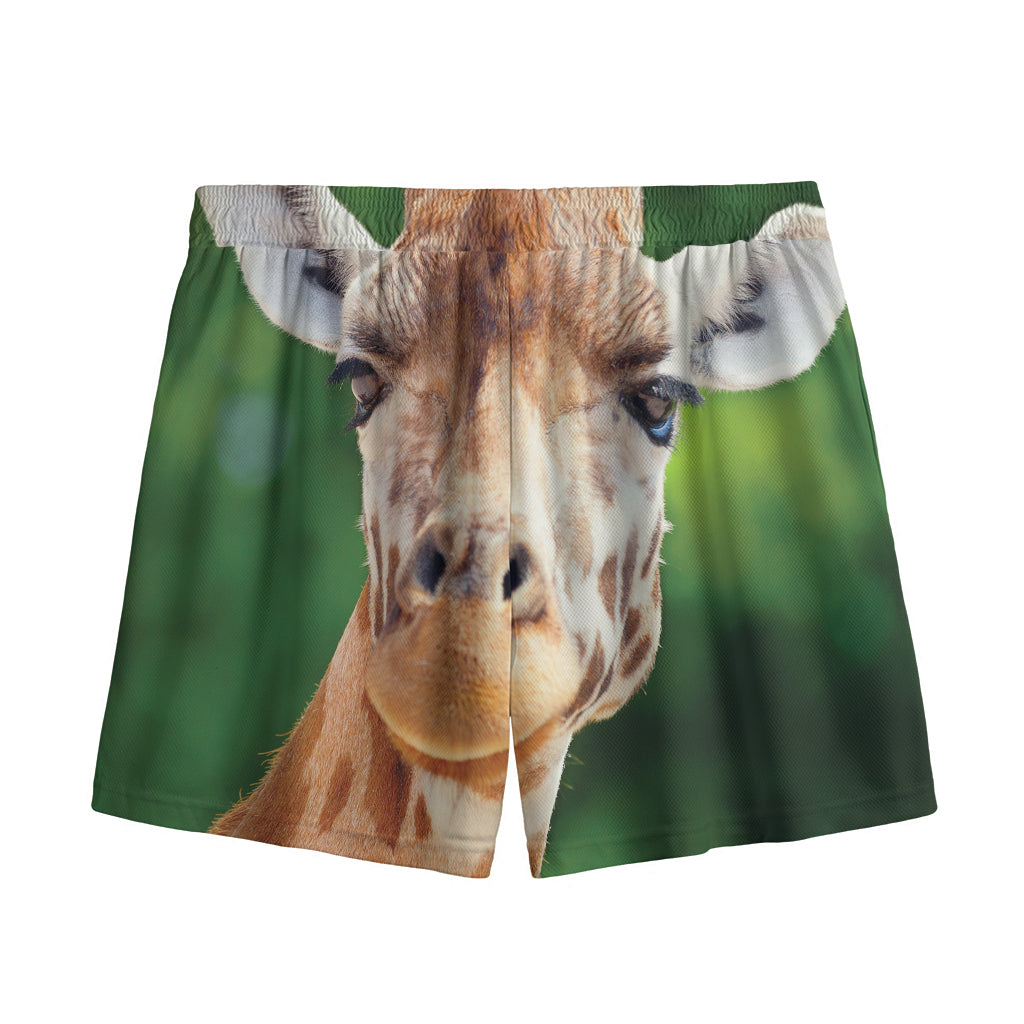 Smiley Face Giraffe Print Mesh Shorts
