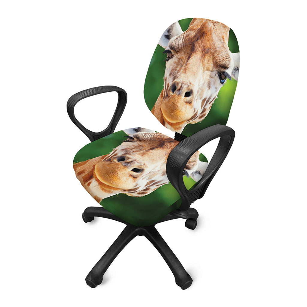 Smiley Face Giraffe Print Office Chair Cover