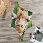 Smiley Face Giraffe Print One Shoulder Bodysuit