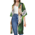 Smiley Face Giraffe Print Open Front Beach Cover Up