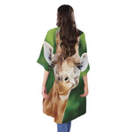 Smiley Face Giraffe Print Open Front Beach Cover Up