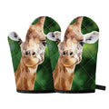Smiley Face Giraffe Print Oven Mitts