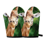 Smiley Face Giraffe Print Oven Mitts