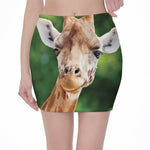 Smiley Face Giraffe Print Pencil Mini Skirt