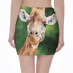 Smiley Face Giraffe Print Pencil Mini Skirt