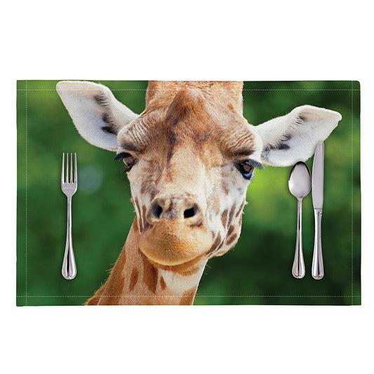 Smiley Face Giraffe Print Placemat