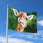 Smiley Face Giraffe Print Polyester Flag