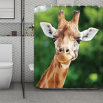 Smiley Face Giraffe Print Polyester Shower Curtain