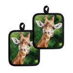 Smiley Face Giraffe Print Pot Holders
