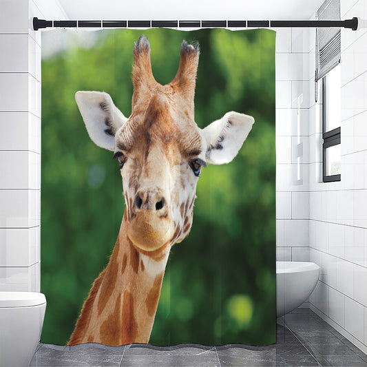 Smiley Face Giraffe Print Premium Shower Curtain