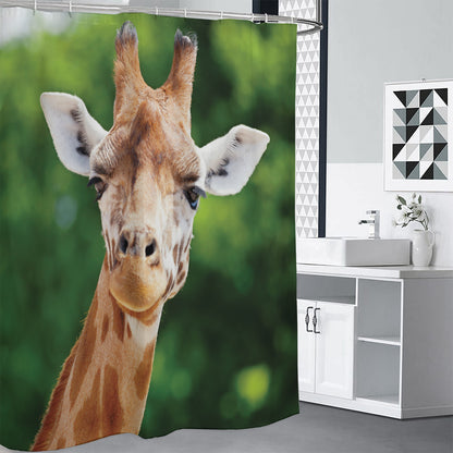 Smiley Face Giraffe Print Premium Shower Curtain