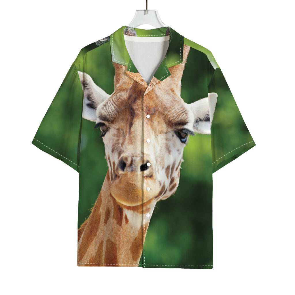 Smiley Face Giraffe Print Rayon Hawaiian Shirt