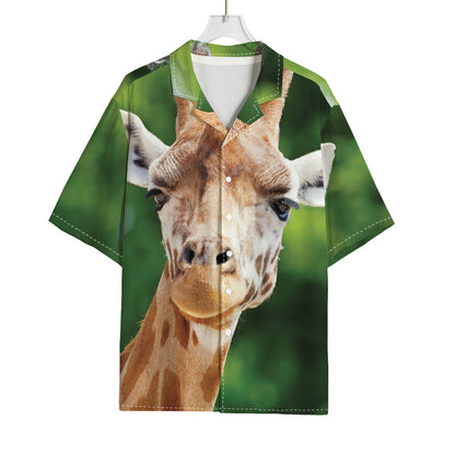 Smiley Face Giraffe Print Rayon Hawaiian Shirt