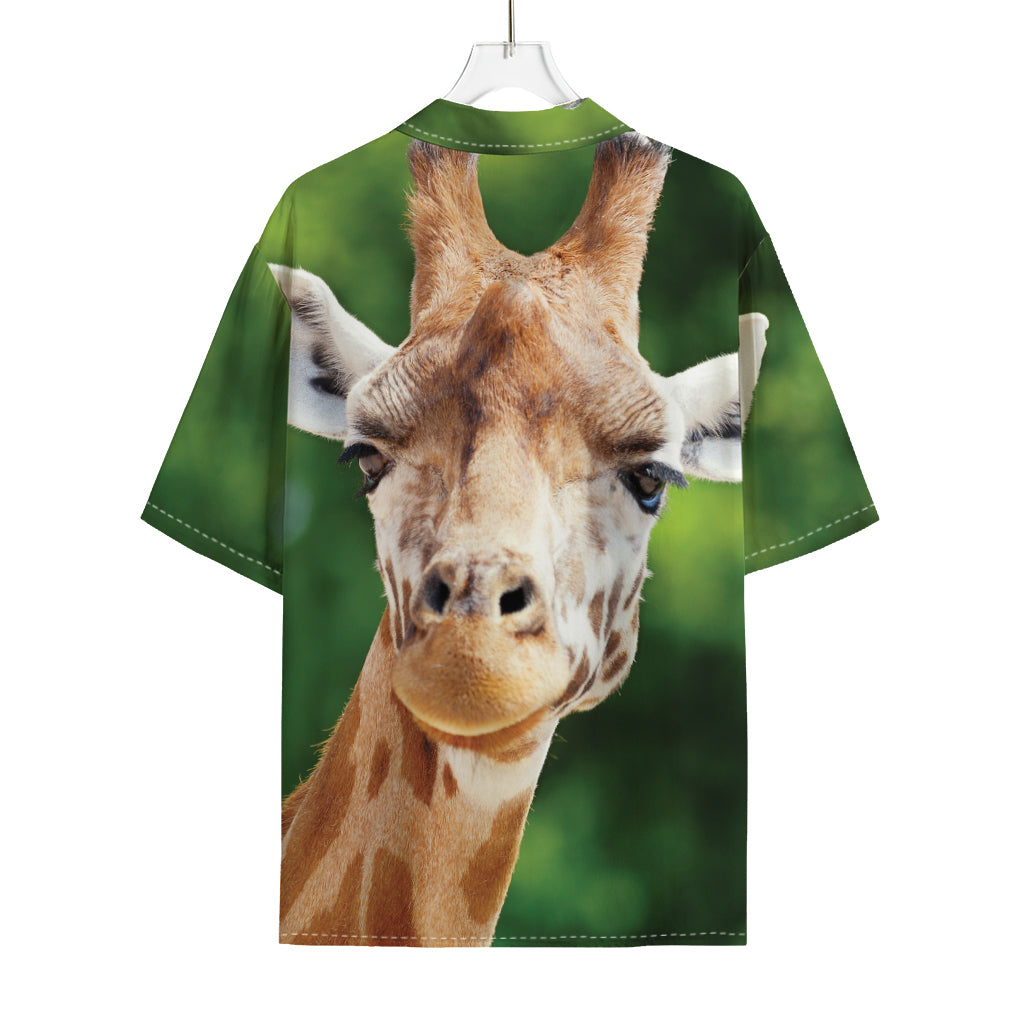 Smiley Face Giraffe Print Rayon Hawaiian Shirt