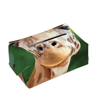 Smiley Face Giraffe Print Rectangle Tissue Box Cover