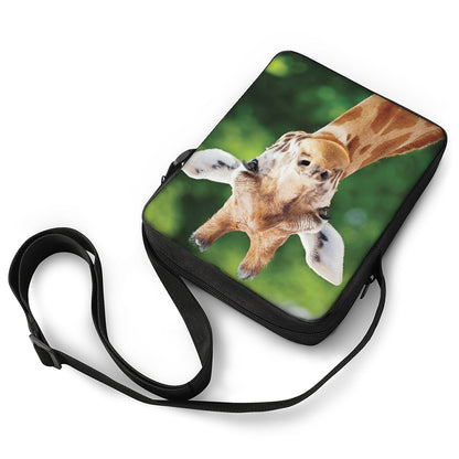 Smiley Face Giraffe Print Rectangular Crossbody Bag