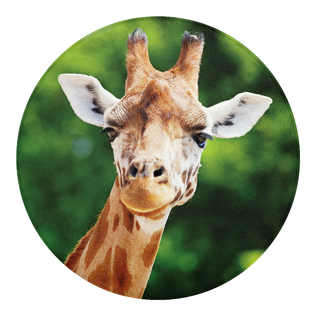 Smiley Face Giraffe Print Round Blanket