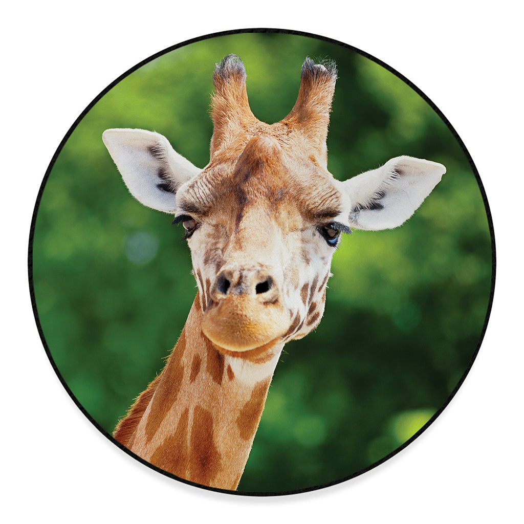 Smiley Face Giraffe Print Round Floor Mat
