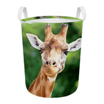 Smiley Face Giraffe Print Round Laundry Basket