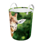 Smiley Face Giraffe Print Round Laundry Basket