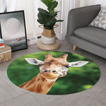 Smiley Face Giraffe Print Round Rug
