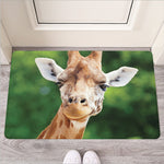 Smiley Face Giraffe Print Rubber Doormat