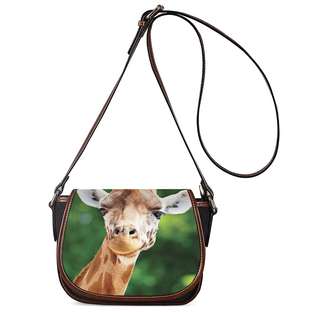 Smiley Face Giraffe Print Saddle Bag