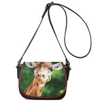 Smiley Face Giraffe Print Saddle Bag