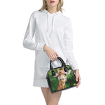 Smiley Face Giraffe Print Shoulder Handbag