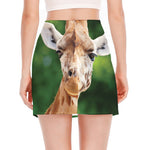 Smiley Face Giraffe Print Side Slit Mini Skirt
