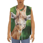 Smiley Face Giraffe Print Sleeveless Baseball Jersey
