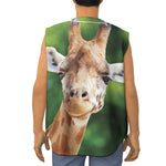 Smiley Face Giraffe Print Sleeveless Baseball Jersey