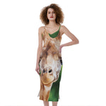 Smiley Face Giraffe Print Slim Fit Midi Cami Dress