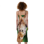 Smiley Face Giraffe Print Slim Fit Midi Cami Dress