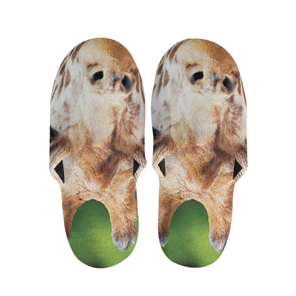 Smiley Face Giraffe Print Slippers