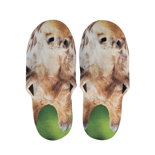 Smiley Face Giraffe Print Slippers