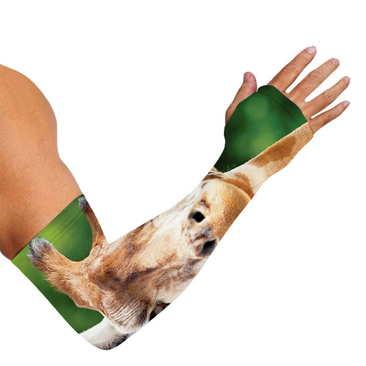 Smiley Face Giraffe Print Sun Protection Arm Sleeves