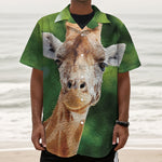 Smiley Face Giraffe Print Textured Short Sleeve Shirt