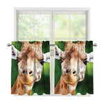 Smiley Face Giraffe Print Tier Curtains