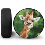 Smiley Face Giraffe Print Tire Cover With Camera Hole