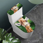 Smiley Face Giraffe Print Toilet Lid And Tank Cover Set
