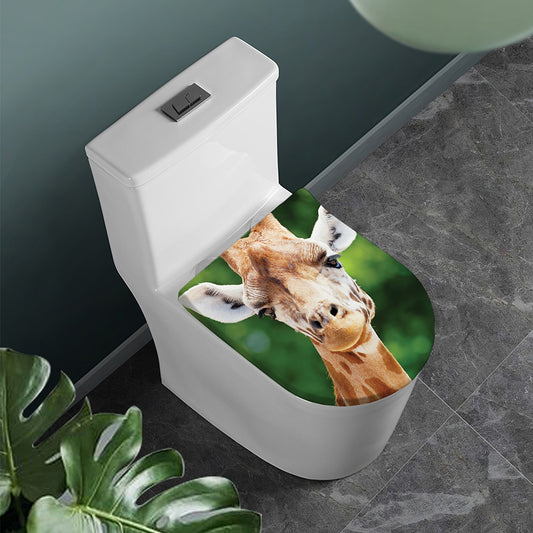 Smiley Face Giraffe Print Toilet Lid Cover