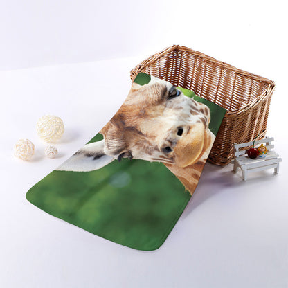 Smiley Face Giraffe Print Towel