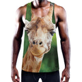 Smiley Face Giraffe Print Men's Workout Tank Top