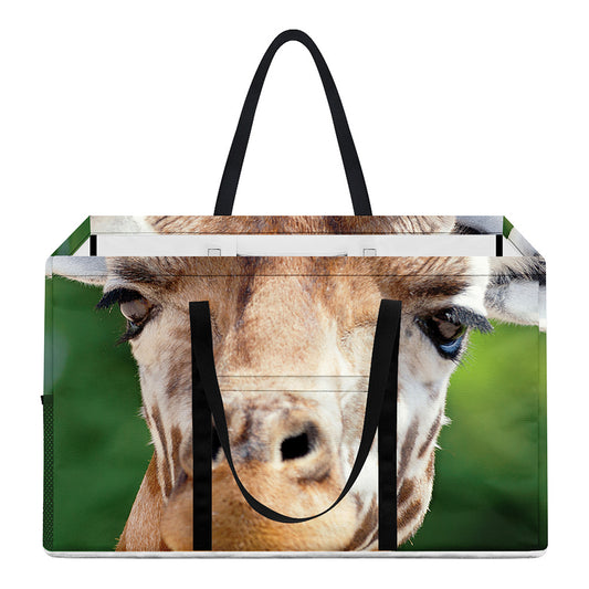 Smiley Face Giraffe Print Utility Tote Bag
