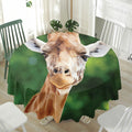 Smiley Face Giraffe Print Waterproof Round Tablecloth
